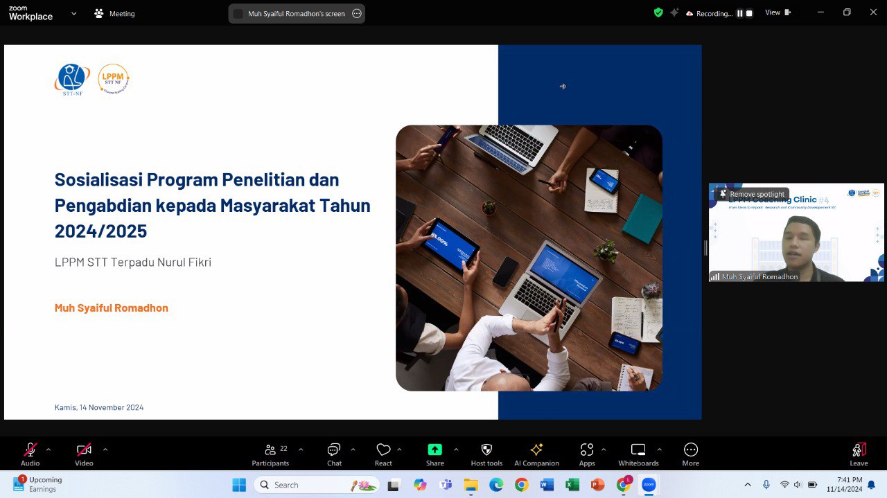 Research and Community Service Coaching Clinic Webinar Series #4 – 2024 Sukses Digelar oleh LPPM STT Terpadu Nurul Fikri